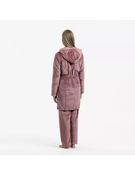 Roupão veludo com gorro Devore liso Roupão veludo com gorro Devore liso