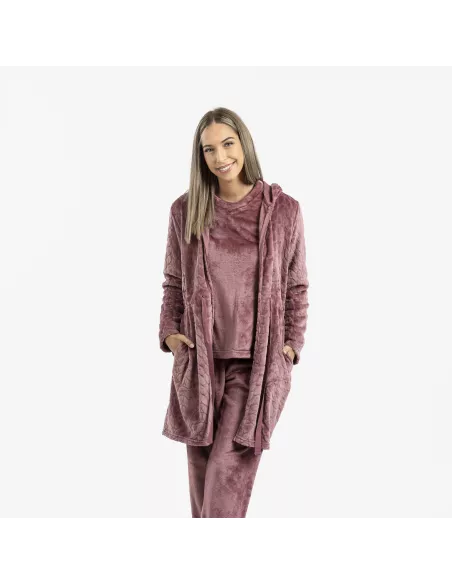Roupão veludo com gorro Devore liso Roupão veludo com gorro Devore liso