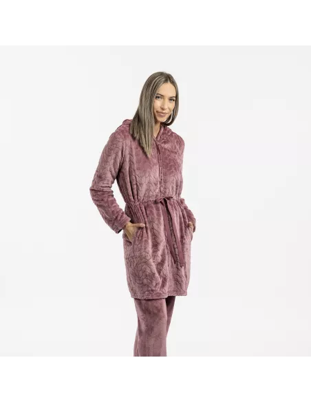 Roupão veludo com gorro Devore liso Roupão veludo com gorro Devore liso
