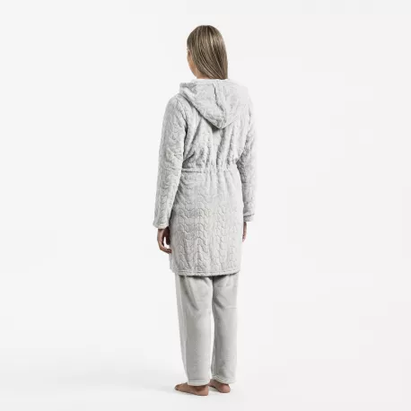 Roupão veludo com gorro Devore liso