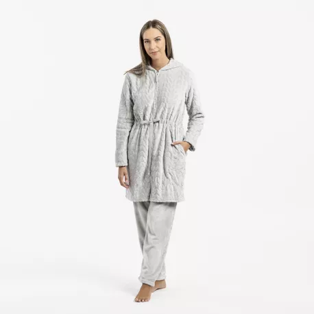 Roupão veludo com gorro Devore liso