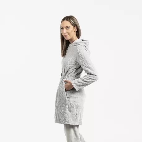 Roupão veludo com gorro Devore liso