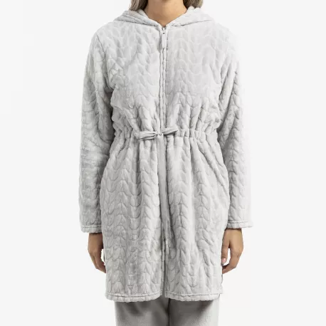 Roupão veludo com gorro Devore liso