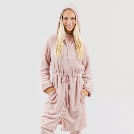 Roupão veludo com gorro Devore liso