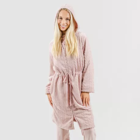 Roupão veludo com gorro Devore liso