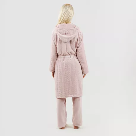 Roupão veludo com gorro Devore liso