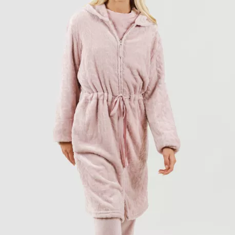 Roupão veludo com gorro Devore liso