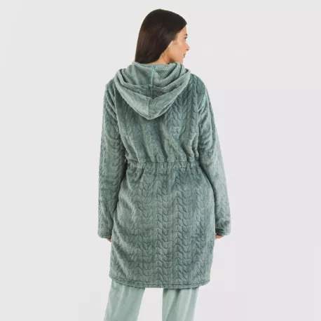 Roupão veludo com gorro Devore liso