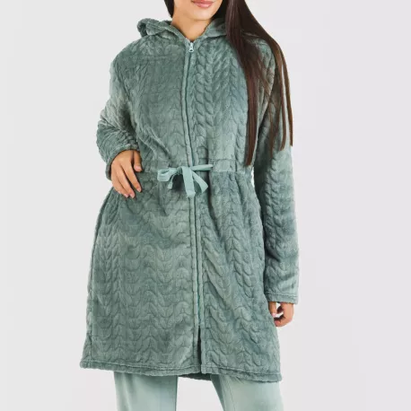 Roupão veludo com gorro Devore liso