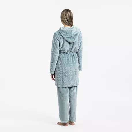 Roupão veludo com gorro Devore liso