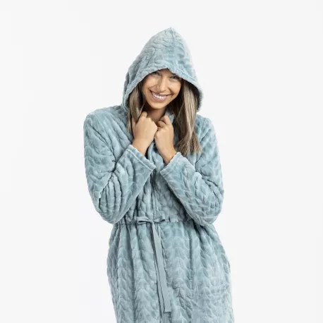 Roupão veludo com gorro Devore liso