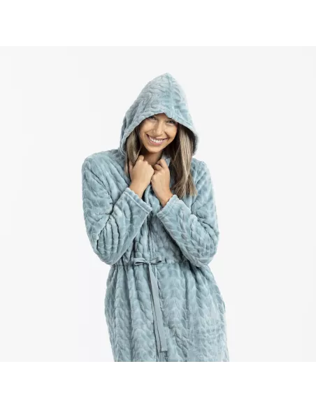 Roupão veludo com gorro Devore liso Roupão veludo com gorro Devore liso