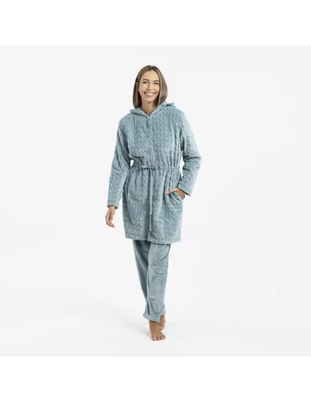 Roupão veludo com gorro Devore liso Roupão veludo com gorro Devore liso