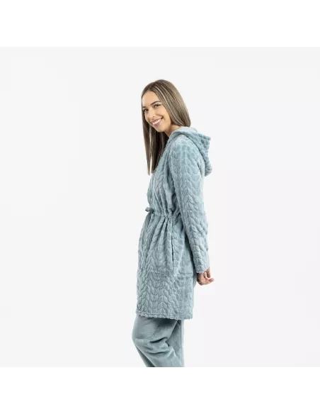 Roupão veludo com gorro Devore liso Roupão veludo com gorro Devore liso