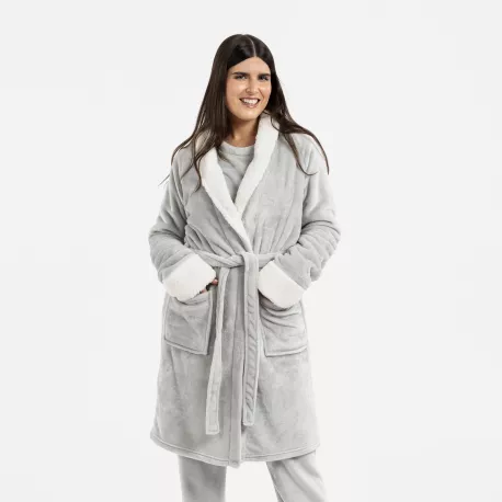 Roupão veludo sherpa liso