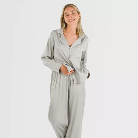 Pijama comprido mulher Saten Friday liso