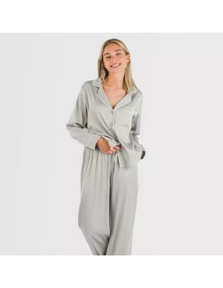 Pijama comprido mulher Saten Friday liso