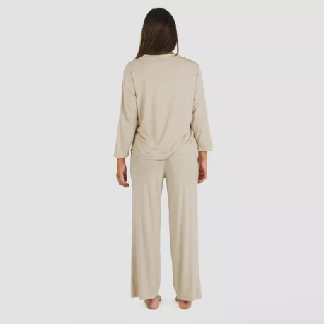 Pijama comprido viscosa mulher liso