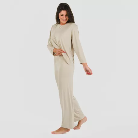 Pijama comprido viscosa mulher liso