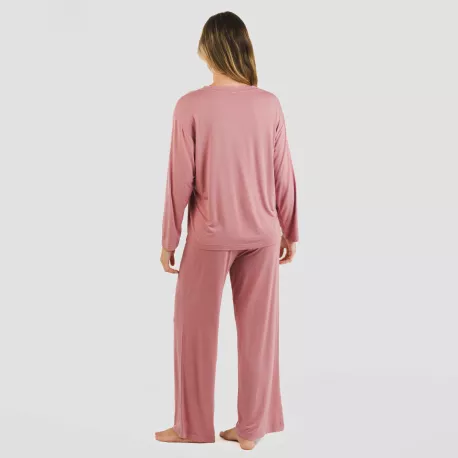 Pijama comprido viscosa mulher liso