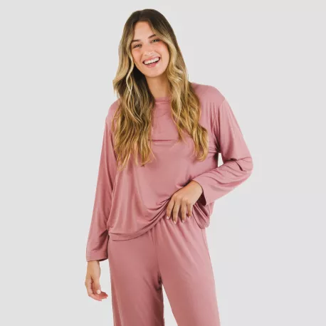 Pijama comprido viscosa mulher liso