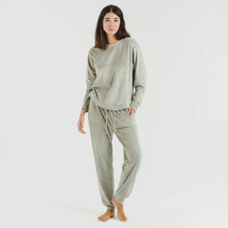 Pijama comprido Velvet liso