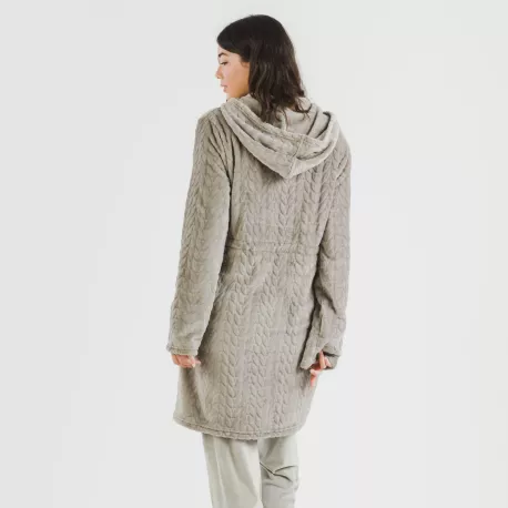 Roupão veludo com gorro Devore liso