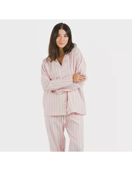 Pijama Flanela com lapela mulher Raya Marsella rosa Pijama Flanela com lapela mulher Raya Marsella rosa