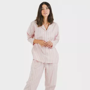 Pijama Flanela com lapela mulher Raya Marsella rosa 2