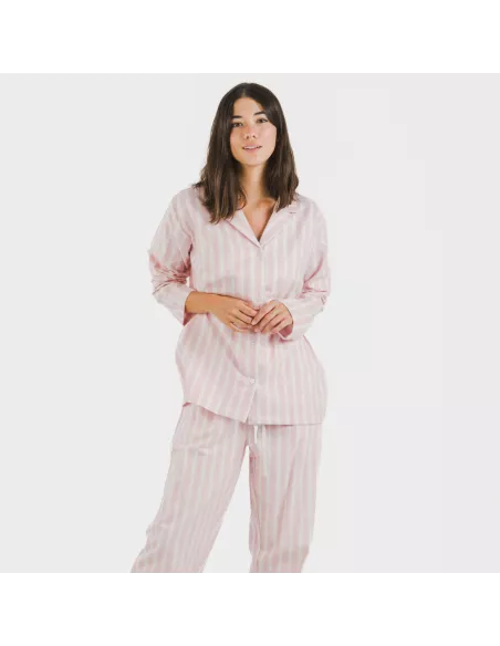 Pijama Flanela com lapela mulher Raya Marsella rosa Pijama Flanela com lapela mulher Raya Marsella rosa