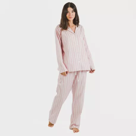 Pijama Flanela com lapela mulher Raya Marsella rosa