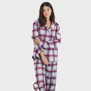 Pijama flanela com lapela mulher Cuadro Dalis beringela 2
