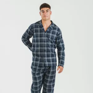 Pijama flanela com lapela homem Cuadro Brais azul 2
