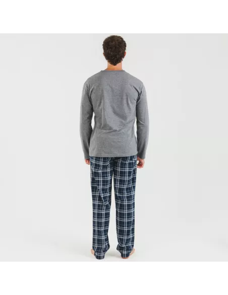 Pijama homem flanela Cuadro Brais cinza misto Pijama homem flanela Cuadro Brais cinza misto