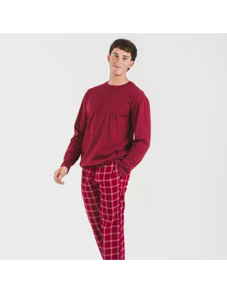 Pijama homem flanela Cuadro Nitari bordeaux Pijama homem flanela Cuadro Nitari bordeaux