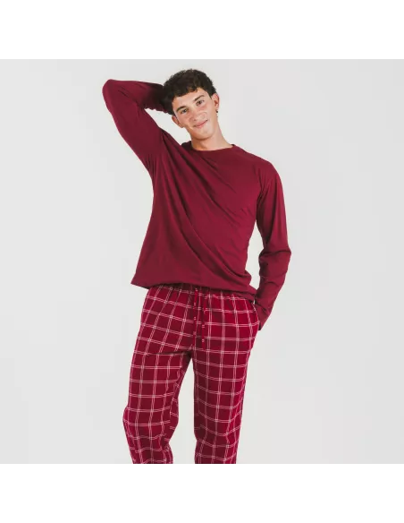Pijama homem flanela Cuadro Nitari bordeaux Pijama homem flanela Cuadro Nitari bordeaux