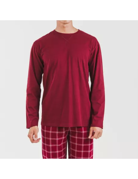 Pijama homem flanela Cuadro Nitari bordeaux Pijama homem flanela Cuadro Nitari bordeaux