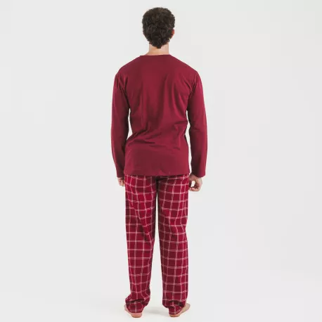 Pijama homem flanela Cuadro Nitari bordeaux