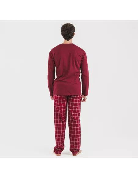 Pijama homem flanela Cuadro Nitari bordeaux Pijama homem flanela Cuadro Nitari bordeaux
