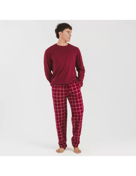 Pijama homem flanela Cuadro Nitari bordeaux Pijama homem flanela Cuadro Nitari bordeaux