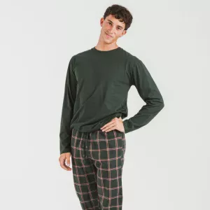 Pijama homem flanela Cuadro Nelby verde caça