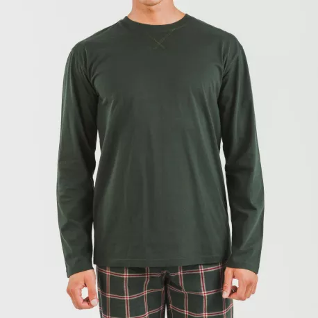 Pijama homem flanela Cuadro Nelby verde caça