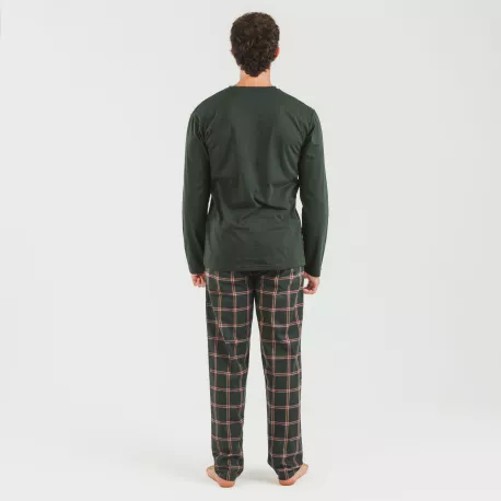 Pijama homem flanela Cuadro Nelby verde caça
