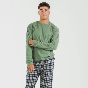 Pijama homem flanela Cuadro Javier verde caça 2