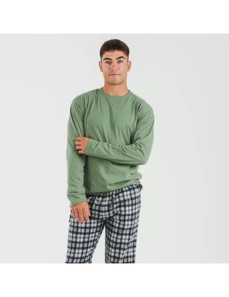 Pijama homem flanela Cuadro Javier verde caça Pijama homem flanela Cuadro Javier verde caça
