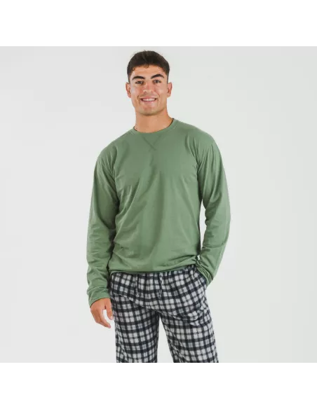 Pijama homem flanela Cuadro Javier verde caça Pijama homem flanela Cuadro Javier verde caça