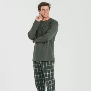 Pijama homem flanela Cuadro Andino verde caça 2