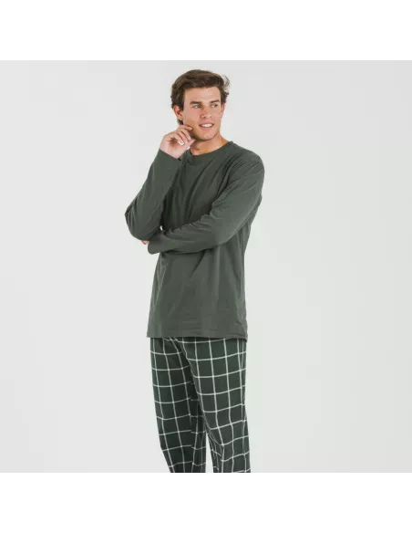 Pijama homem flanela Cuadro Andino verde caça