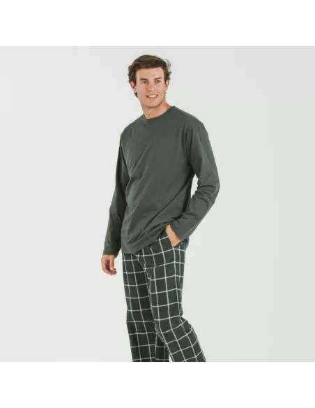 Pijama homem flanela Cuadro Andino verde caça