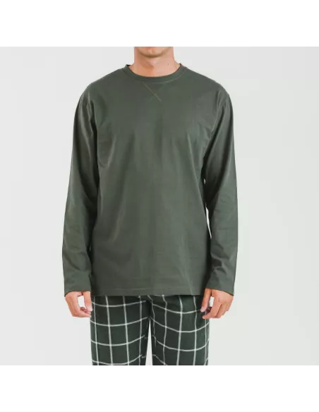 Pijama homem flanela Cuadro Andino verde caça